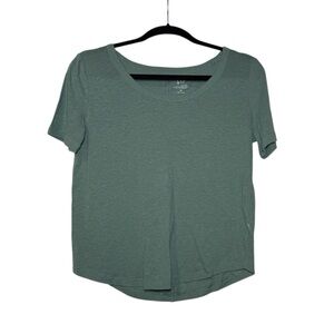 GAP Linen Blend Jersey Tee Green Short Sleeve Size XS